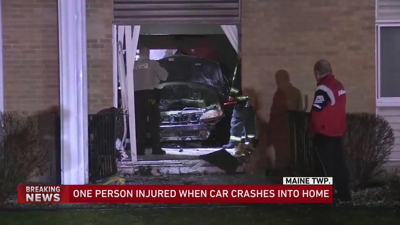 1 injured after car crashes into Maine Township home - YouTube