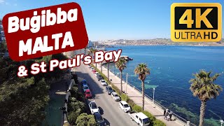 MALTA Walking Tour 4K  Bugibba & St. Paul's Bay All Restaurants, Shops & Prices 2023