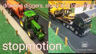 flat out drawing grain,slurry diggers and lots more in a stopmotion