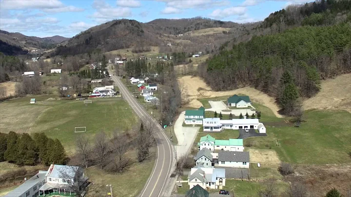 Chelsea VT - Aerial view of the village and mountains - Green Mountain Drone