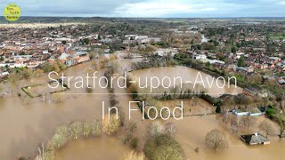 Stratford upon Avon MAJOR FLOOD Jan 2024 - Aerial Flooding Footage 3/1/24 - Warwickshire Avon Floods