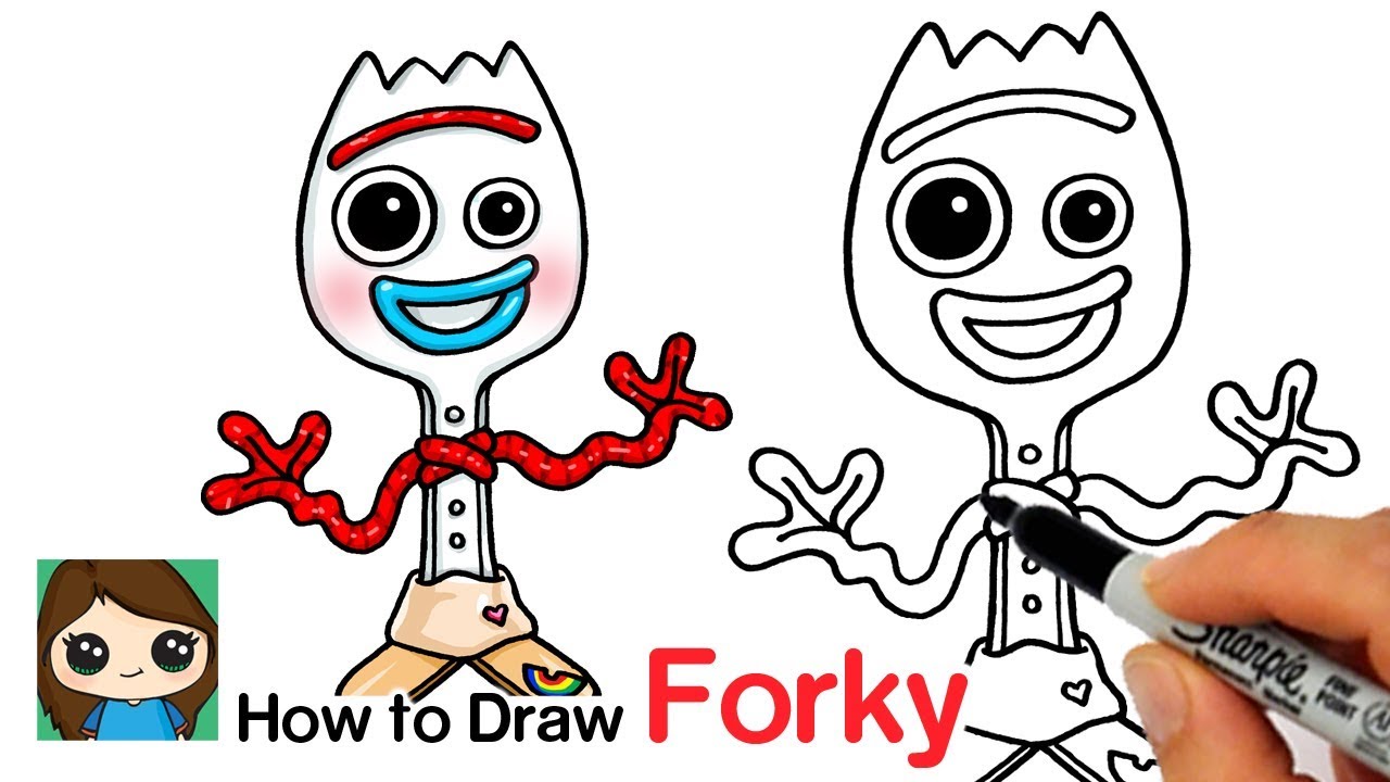 How To Draw Forky Easy Toy Story 4 Youtube