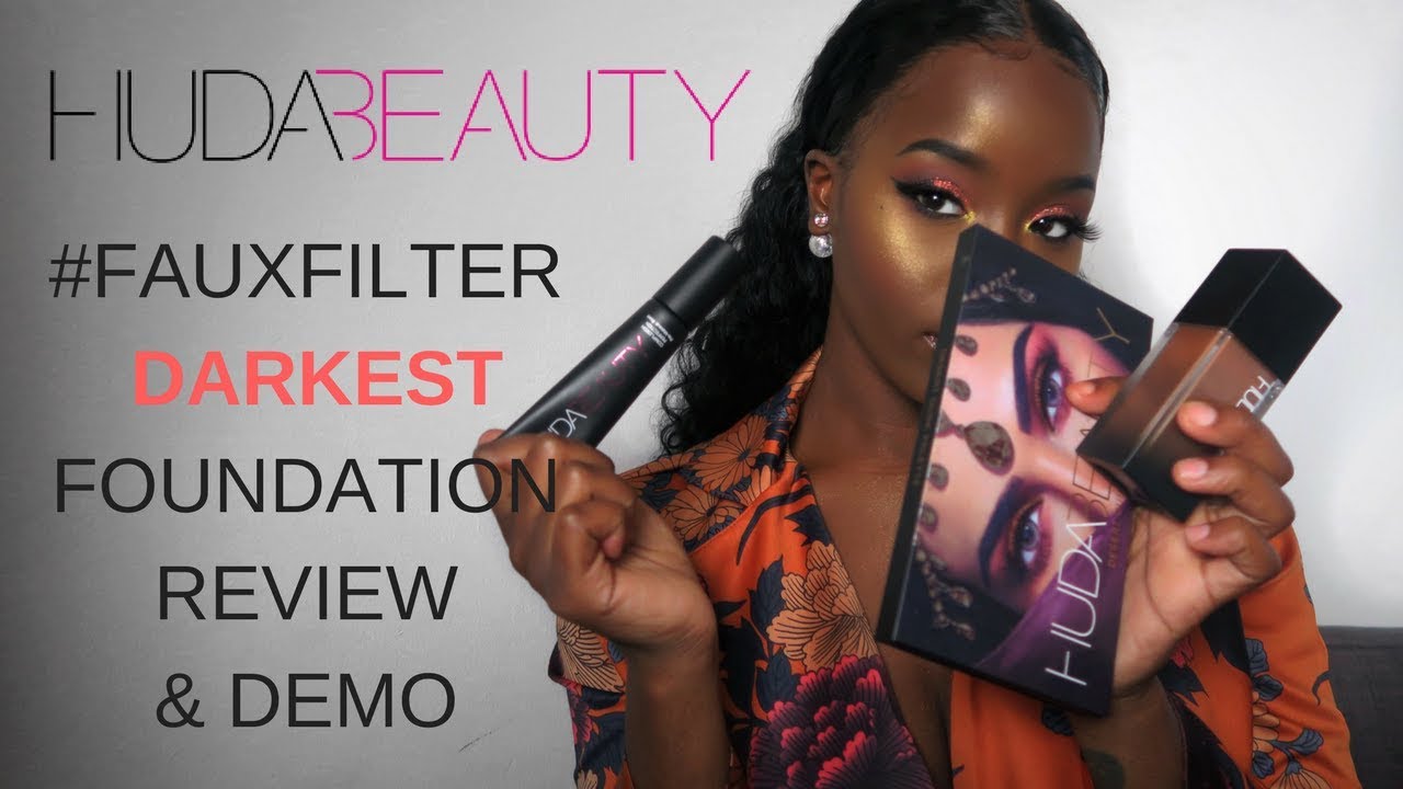 HUDA BEAUTY DARKEST #FAUXFILTER HOT FUDGE FOUNDATION 550R | DARKSKIN REVIEW & DEMO | PSLOVEMERIAA