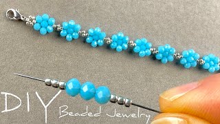 Flower Beaded Bracelet Tutorial: Seed Bead Jewelry Making Tutorials | Crystal Bracelet