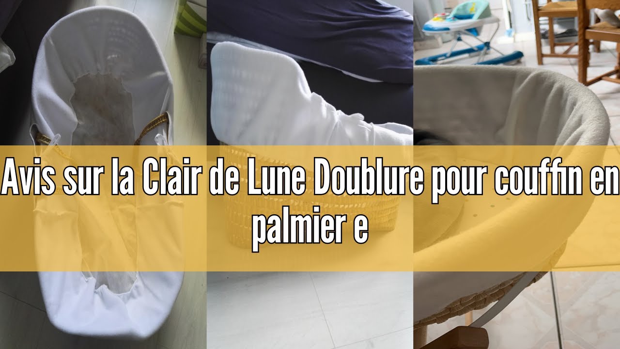 Couffin Bébé En Palmier Bio Clair De Lune - 75x28cm, Habillage Coton Bio, Matelas Bambou, Couleur Vert Sauge - 10