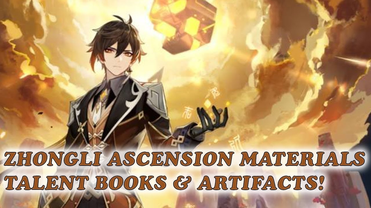 Zhongli Ascension Materials + Talent Books & Artifacts - Genshin