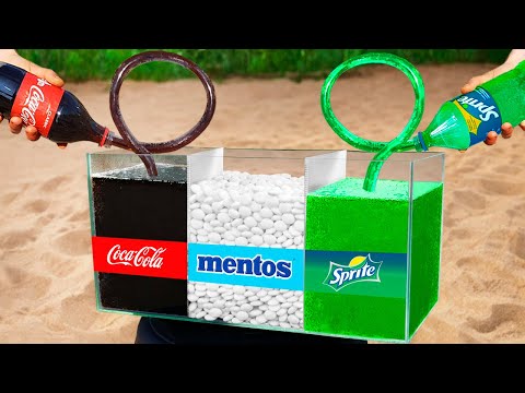 Видео: DIY Coca-Cola, Sprite and Mentos vs Aquarium!
