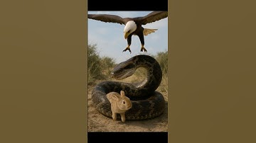 Eagle Dives to Defeat the Python and Saves the Little Rabbit#animals #shorts #wildlife