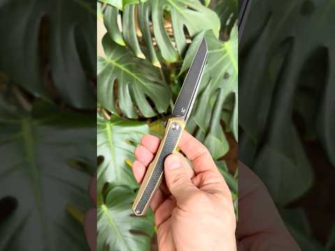 Kansept Arcus Ostap Hel Knife Deisgn S35VN Black Micarta Gold Titanium Framelock  Slim
