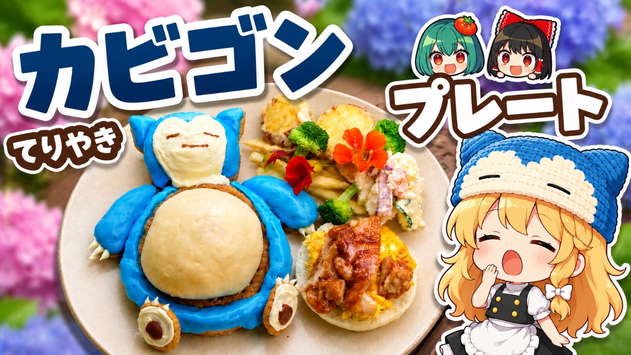 【ポケモンカフェ再現】カビゴンの皿がないので皿から作る！カビゴンのおひるね てりやきバーガー再現✨【ゆっくり料理】【料理】【ゆっくり実況】