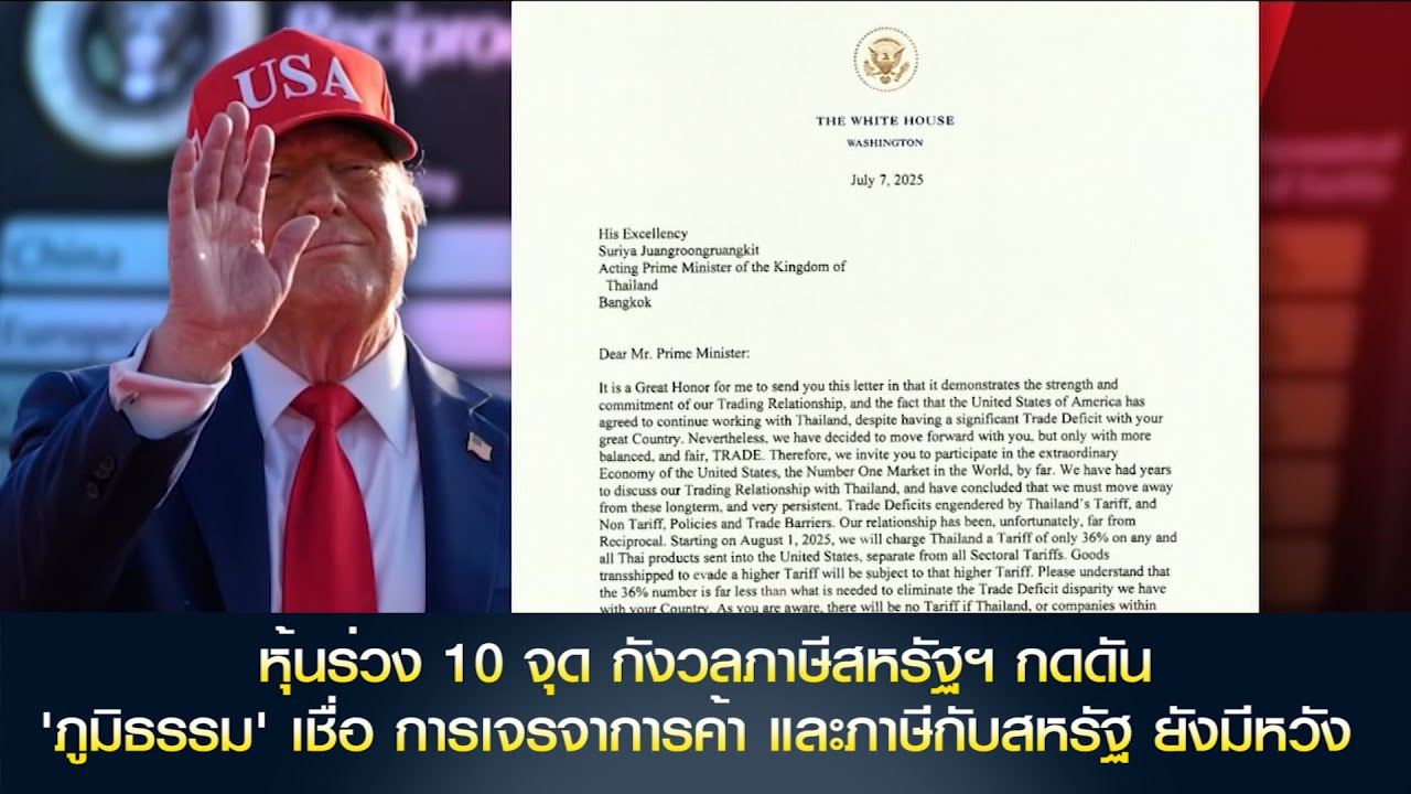 หุ้นร่วง 10 จุด กังวลภาษีสหรัฐฯ กดดัน 'ภูมิธรรม' เชื่อ การเจรจาการค้า และภาษีกับสหรัฐ ยังมีหวัง