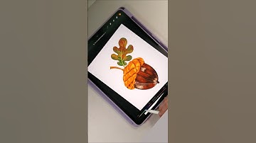 Golden acorn art timelapse. Mixed media brush set for iPad Procreate - link in the description