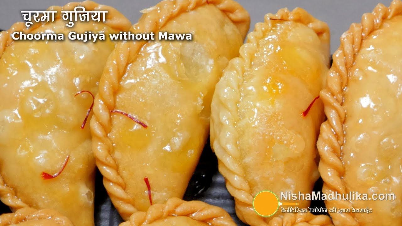 Gujiya recipe without mawa | राजस्थानी चूरमा गुजिया - मावा के बिना बनी होली के लिये खास गुजिया | Nisha Madhulika | TedhiKheer