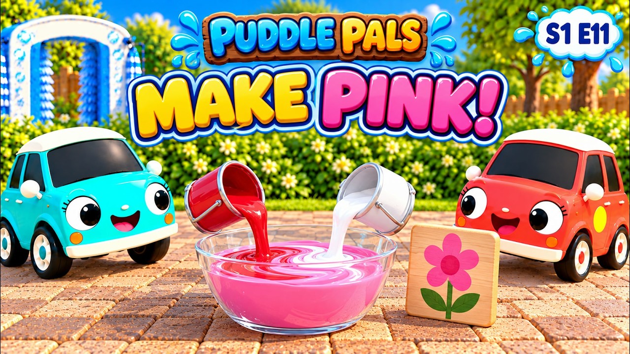 Primary Color Puddle Learn Colors with Cars | Red + White Make Pink! | Puddle Pals S1 E11 ...