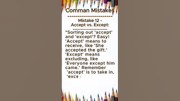 English Grammar Accept Vs Except #learnenglish #englishgrammar