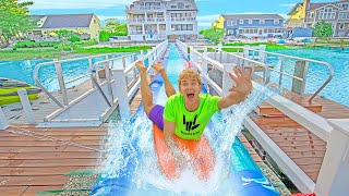 Transformed My Backyard into a Real Life Waterpark!! | Stephen Sharer Rocket Slide!!