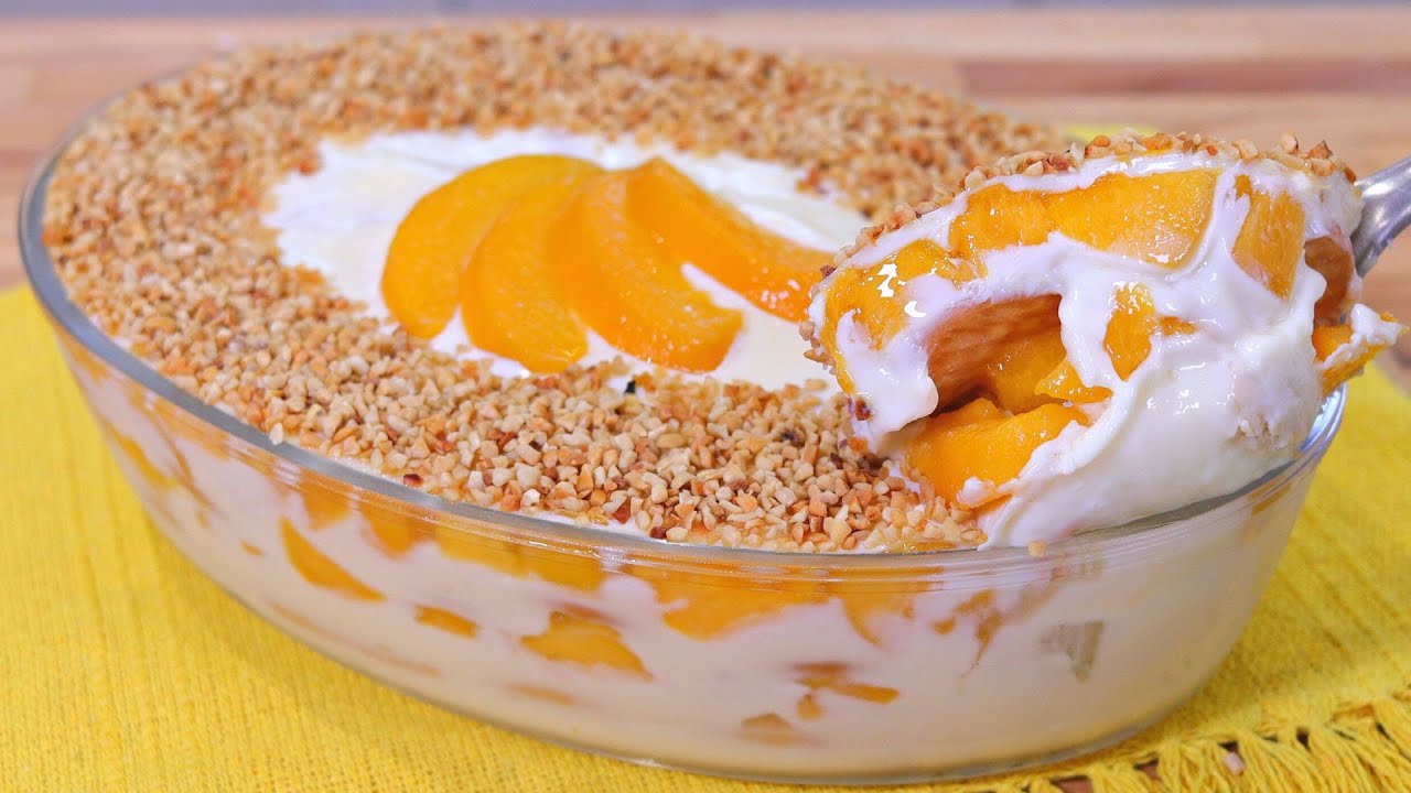 O MELHOR PAVÊ DE PÊSSEGO PARA O SEU ANO NOVO! | PAVÊ DE PÊSSEGO CREMOSO E FÁCIL