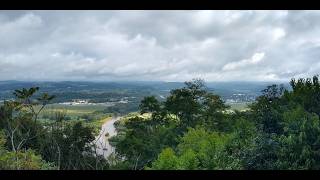 Drive over mountain through Montgomery PA with closed bridge for construction.
