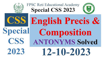 English Precis & Composition Special CSS Vocabulary Solved Synonyms/Similar Meaning words 12-10-2023