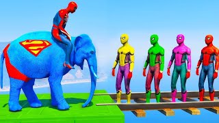 Long Slide Game With Elephant Gorilla Buffalo Hippopotamus Tiger - 3d Animal Game - Funny 3d Animals