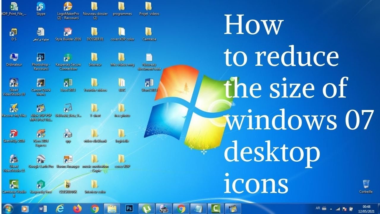 How to reduce the size of windows 07 desktop icons - YouTube