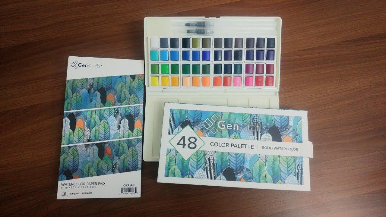 Watercolor unboxing GenCrafts 48 color palette gencrafts 🎨 🏼 YouTube