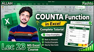 Lec 23: CountA Excel function | Excel Functions |in Pashto 