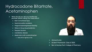 Hydrocodone/Acetaminophen (Norco/Vicodin) Counseling