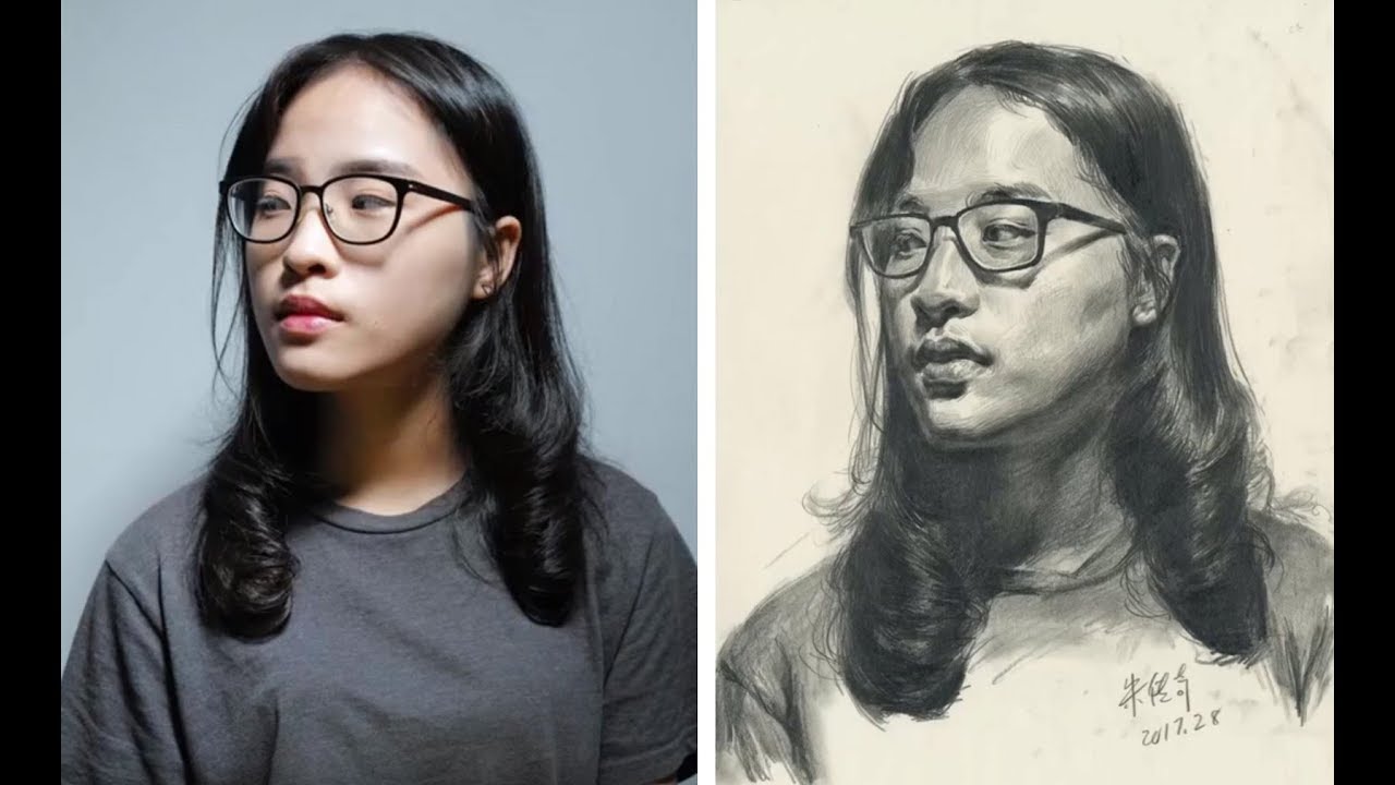 Portrait drawing demonstration photo reference - YouTube