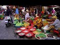 Takhmao Chas Food Market Scene - Plenty Water Melon, Snake, Frog, Fish &amp; More Food @Takhmao Chas