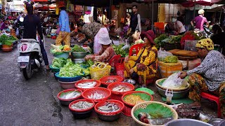 Takhmao Chas Food Market Scene - Plenty Water Melon, Snake, Frog, Fish &amp; More Food @Takhmao Chas