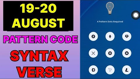 19 & 20 August Syntax Verse Daily Vault Pattern Code | Syntax Verse Quiz Answer 16 August | #syntax 
