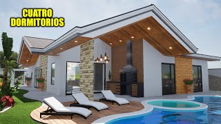 CASA HERMOSA DE UN PISO CON CUATRO DORMITORIOS  AREAS VERDES Y PISCINA (RVL CASAS 2022)