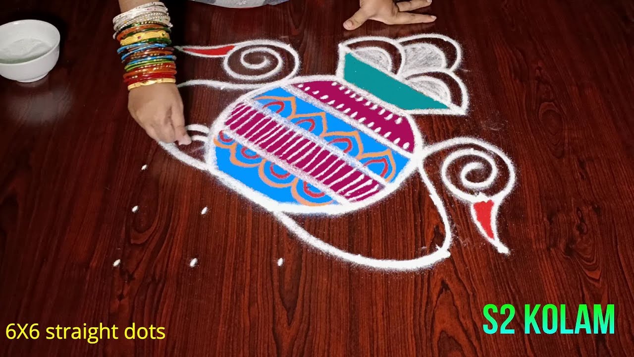 Pretty pongal pot rangoli with dots || sankranthi muggulu ...