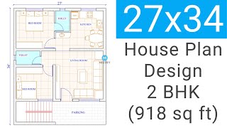 27x34 ft House Plan 2 BHK ( 918 Sp.ft.)