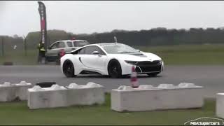 Bmw I8 Drift And Drag Race Vs Supercarsferrari Nissan Gtr Porche Acceleratin1