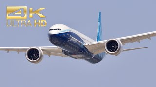 (4K) Boeing 777X 777-9 N779XW flying display at Farnborough AirShow 2022 FAB EGLF