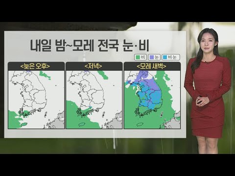 [날씨] 내일 밤~모레 전국 눈비…미세먼지 차츰 해소 / 연합뉴스TV (YonhapnewsTV)