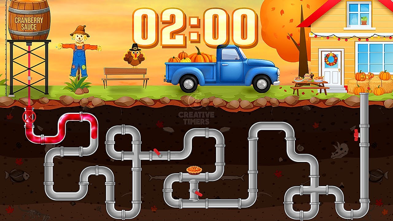 2 MINUTE Timer - Thanksgiving PIPE MAZE 🍂🦃 Countdown With Music - YouTube