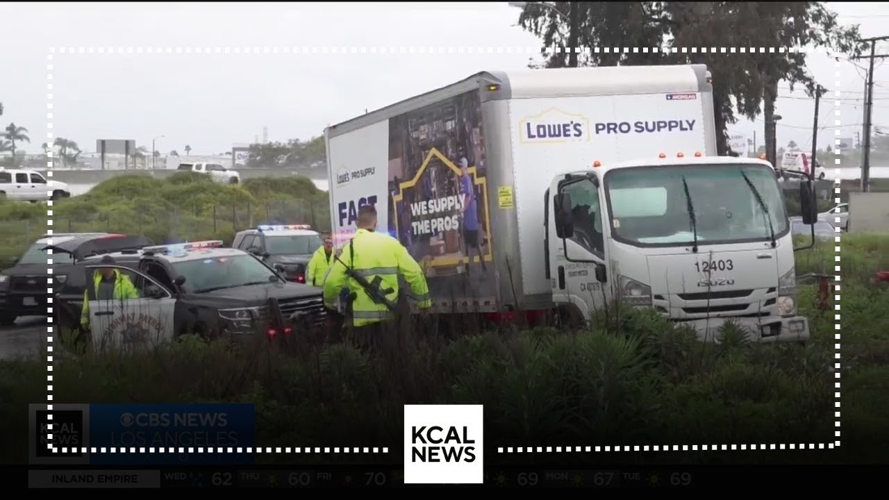 Stolen box truck drives on the wrong side of the road during cross ...