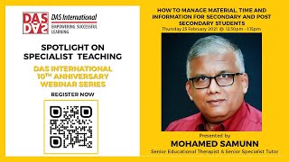 Spotlight on Specialist Teaching – Webinar 2: How to Manage Material, Time and Information