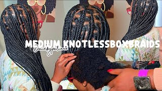 MEDIUM KNOTLESS BOX BRAIDS/  Watch me work!!