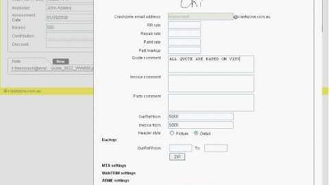 Crashzone how to add default comments to the quote