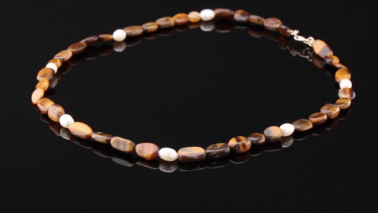 Handgefertigte Tigeraugen Edelsteinkette -082053