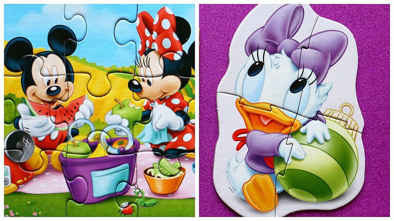 Daisy Minnie and Mickey Mouse - solving jigsaw puzzles for kids with ...