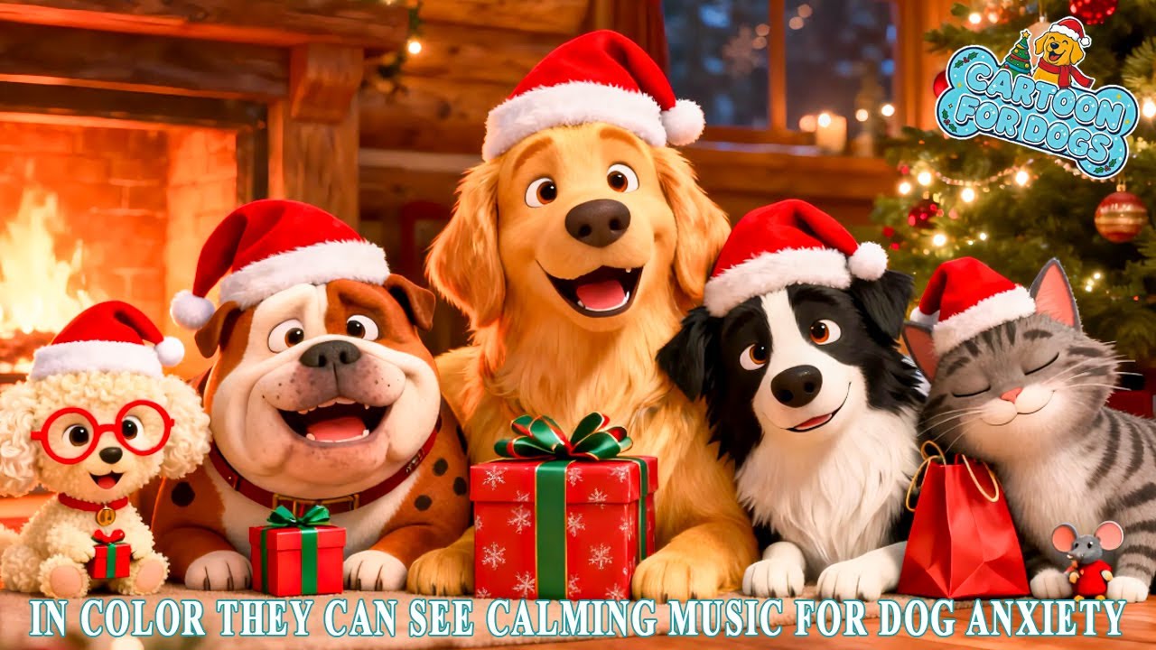 Music for Dogs ❄️🐶 Cartoon for Dogs When Home Alone in Colors they can see 💤