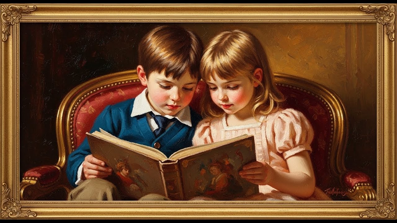 Frame TV Art: Children Reading Together in Cozy Glow | 4K Ambient Art