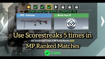 Call Of Duty Mobile Use Scorestreaks 5 times in MP Ranked Matches Task Complete