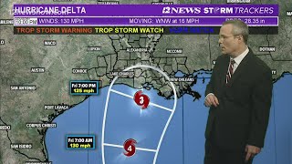 Southeast Texas almost entirely out of Hurricane Delta's cone as of 10 p.m. Tuesday