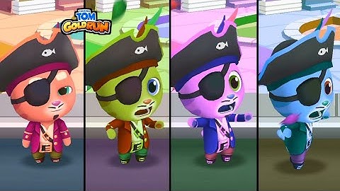 Talking Tom Gold Run Pirate Ginger - 4x Colour Reactions Funny Race Chase Boss Android iOS Gameplay